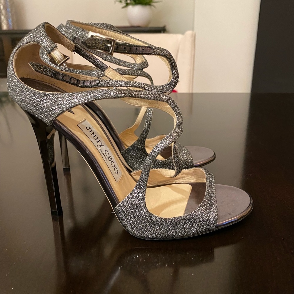 Authentic Brand New Jimmy Choo Glitter strap Lance Shoes 37.5